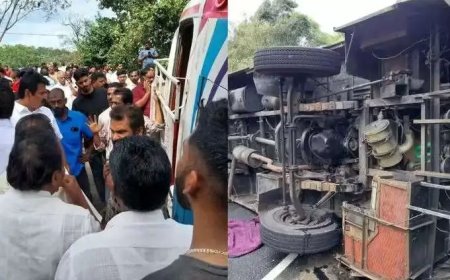 சுற்றுலா சென்ற இடத்தில் பரிதாபம்; சுற்றுலா பேருந்து கவிழ்ந்து இருவர் பலி