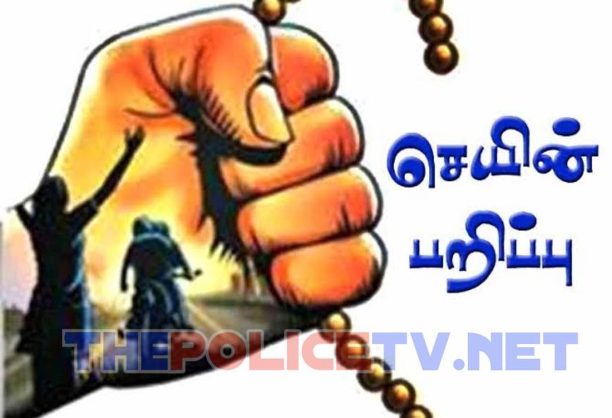 ஆசிரியைகழுத்தில் 6 சவரன் தங்க சங்கிலி பறிப்பு; மர்ம நபர்களுக்கு போலீஸ் வலைவீச்சு