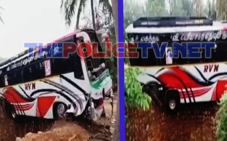 திருமண விழாவிற்கு சென்ற தனியார் பேருந்து ஓட்டுநர் காட்டுப்பாட்டை இழந்து விபத்து