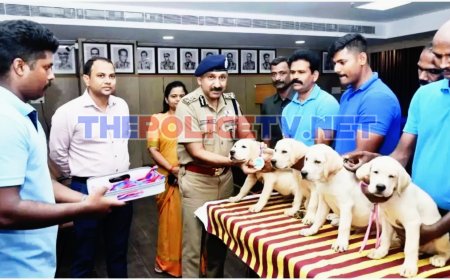 புதிதாக வந்த மோப்ப நாய்களுக்கு பெயர் சூட்டிய காவல் ஆணையர்