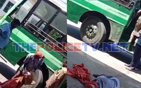 அரசுப் பேருந்தில் ஏற முயன்ற முதியவரை கீழே தள்ளிவிட்டதால் பேருந்து ஓட்டுநர், நடத்துநர் சஸ்பெண்ட்
