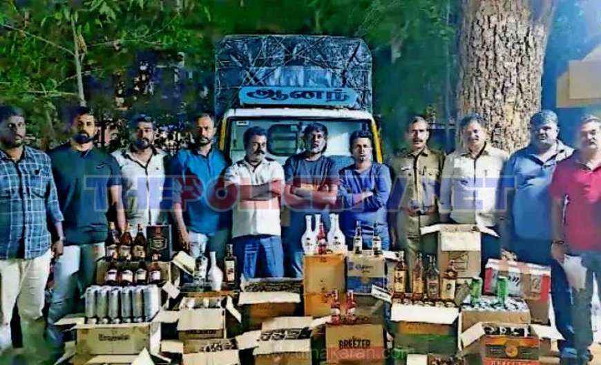 புதுச்சேரியில் இருந்து பொள்ளாச்சிக்கு கடத்தி வரப்பட்ட மது பாட்டில்கள் பறிமுதல்; 3 பேர் கைது