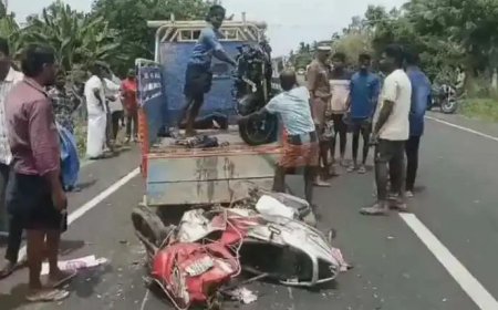 ஸ்கூட்டி-பைக் நேருக்கு நேர் மோதி விபத்து; சிறுவன் உள்பட 3 பேர் சம்பவ இடத்திலேயே பலி