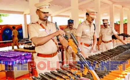 சேலம் ஆயுதப்படையில் 500 துப்பாக்கிகள் சர்வீஸ் செய்யும் பணி இன்று துவக்கியது
