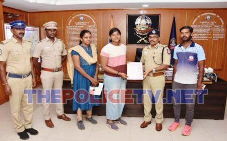 தடகளப் போட்டியில் தங்கப் பதக்கம் வென்ற சிறுமிக்கு காவல் ஆணையர் பாராட்டு