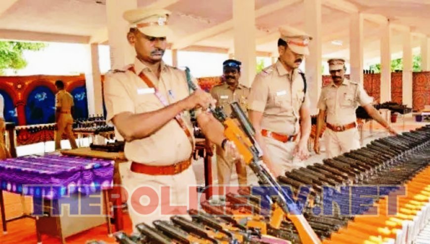 சேலம் ஆயுதப்படையில் 500 துப்பாக்கிகள் சர்வீஸ் செய்யும் பணி இன்று துவக்கியது