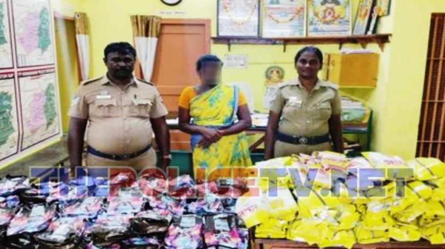 புகையிலை பொருட்களை பதுக்கிய பெண் கைது;36 கிலோ பறிமுதல்