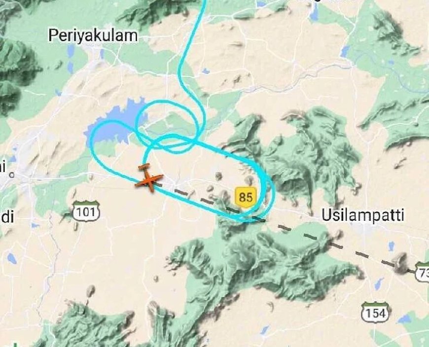 மதுரையில் நீண்ட நேரமாக வட்டமடித்துக் கொண்டிருந்த விமானம்