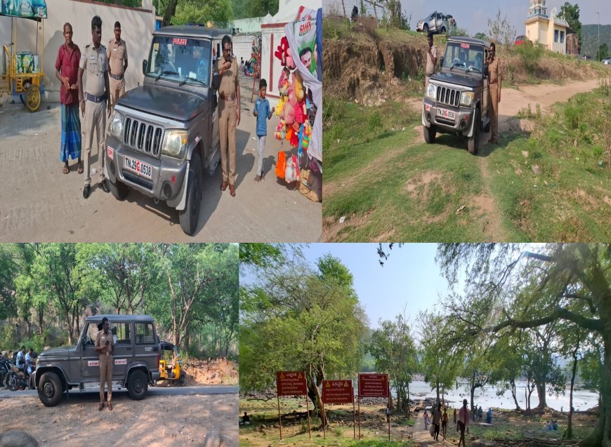 ஒகேனக்கல் காவிரி ஆற்று பகுதியில் ஆழமான பகுதிகளில் குளிக்கும் சுற்றுலா பயணிகளுக்கு ஒகேனக்கல் காவல் ஆய்வாளர் முரளி எச்சரிக்கை