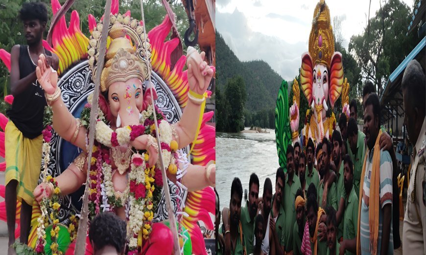 ஒகேனக்கல்லில் போலீஸ் பாதுகாப்புடன் 5-ம் நாள் விநாயகர் சிலைகள் கரைப்பு